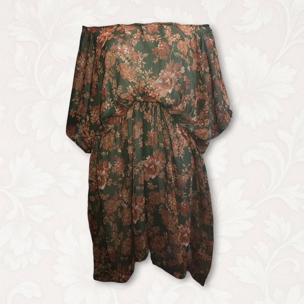Handmade One-of-a-Kind Off-Shoulder Floral Dress – Fits Most 28”+ Stretch Waist - Picture 3 of 7